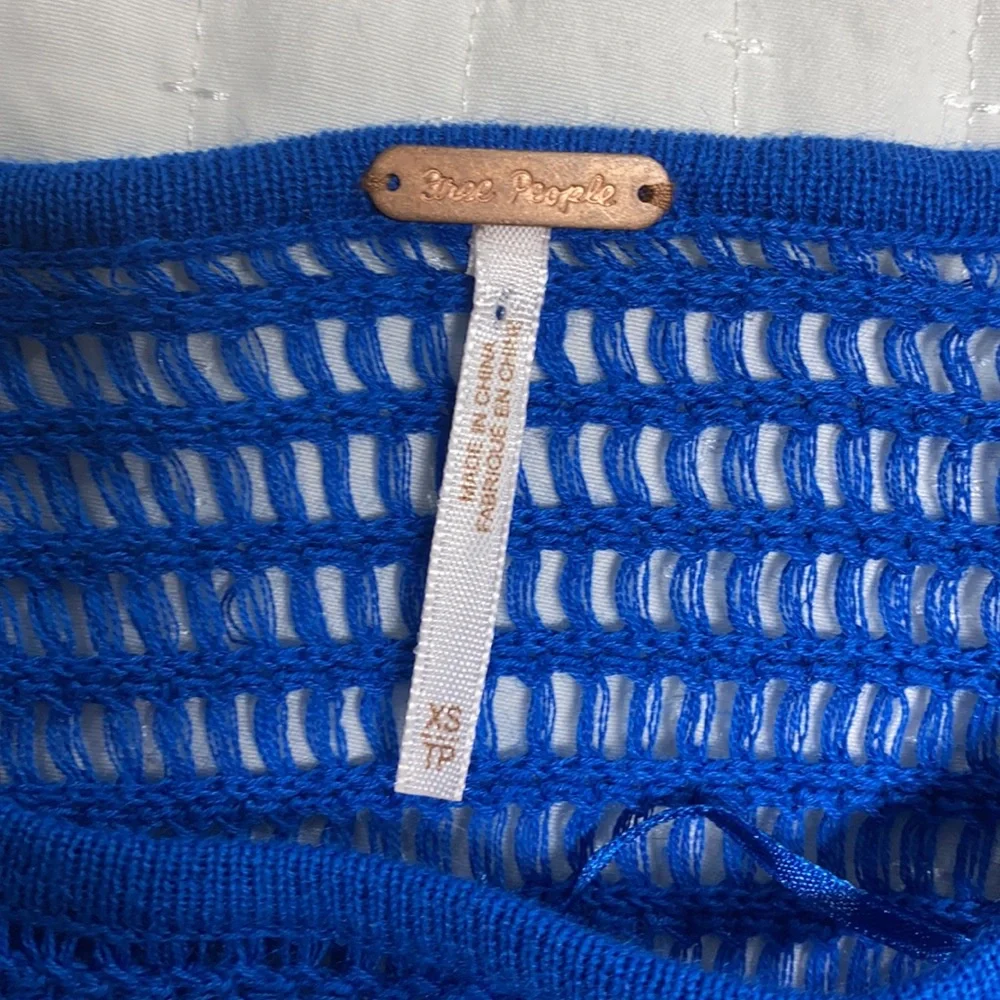 Free People Ruffle Sleeves Knit Blue Blouse Size XS - Picture 3 of 6